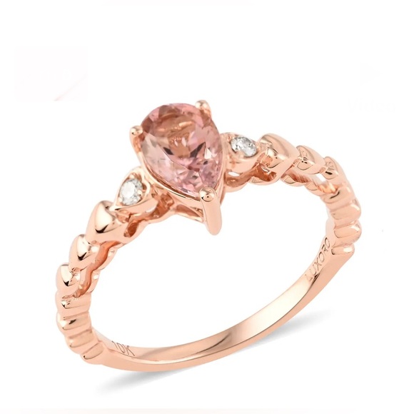 Blush AAA Tourmaline & Diamond, 10K Rose Gold 1.00 ctw Ring Size 7.5 - Picture 1 of 14